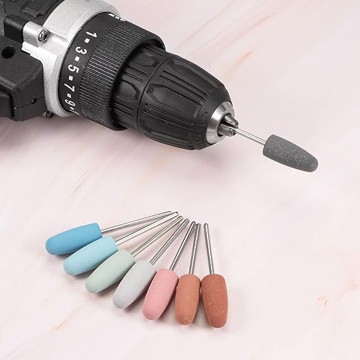 uxcell 12pcs 400 Grits Abrasive Mounted Stone 2.35mm Shank 2/5"(10mm) Dia Conical Heads Stone Grinding and Polishing Wheels for Nail Polishing