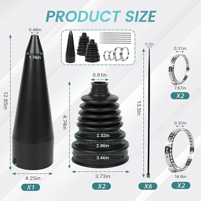 2PCS CV Boot Repair Kit with Expander Tool and Clamps, Heavy Duty Neoprene CV Axle Boot Replacement for Most Cars, Universal CV Joint Boot Kit, Dustproof and Waterproof