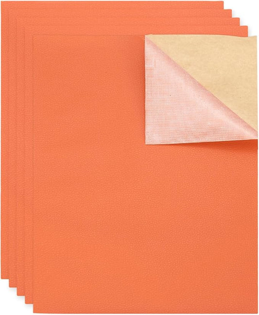 MECCANIXITY 5 Pcs Leather Repair Patch 10"x12" Self-Adhesive Leather Vinyl Repair Tape Kit for Furniture Couches Sofa Chair Car Boat Seats Jackets, Orange