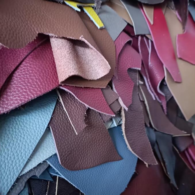 Leather Scraps, 0.8-1.4mm (2-3.5oz) Thick Genuine Cowhide Scraps, Leather Scrap for Tools/Crafts/DIY, Mixed Colors,Leather for Crafting(Thin,500 Grams)
