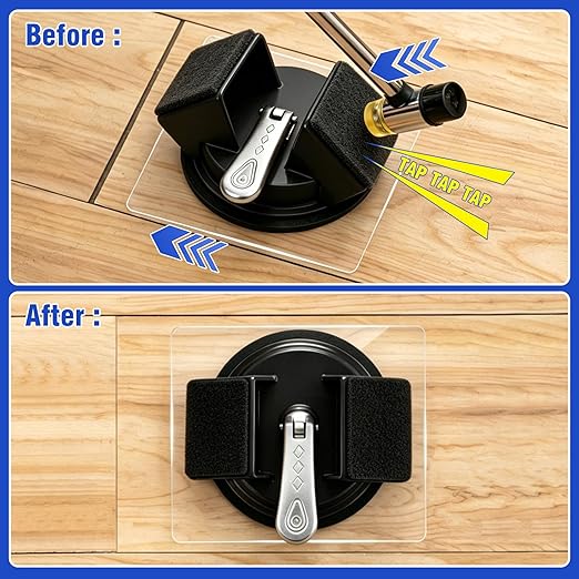 Floor Gap Fixer Tool, Double 45°Striking Surface Floor Gap Repair Tool, Suction Cup for Floor Planks Fixing, Flooring Crack Closing Tool with Aluminum Handle & Noise Absorbing Felt for Laminate, Vinyl