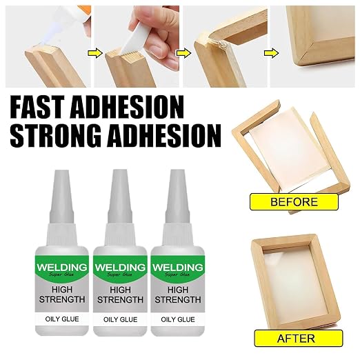 Jue-Fish Multifunctional Glue, Welding High-Strength Oily Glue, Universal Super Glue, Instant Bonding, Strong Adhesion, Repairs Last Long Time for Metal, Wood, Ceramics,Leather, Glass (clear4pc)