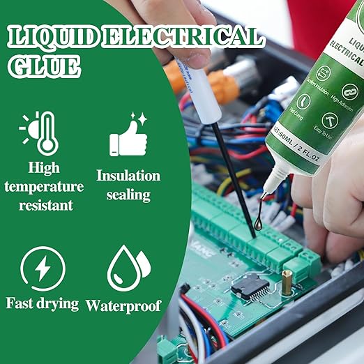 4 OZ (120Ml) Liquid Electrical Tape, 2PCS 60 ML Insulating Electrical Tape Adhesive, Self-Tip, Waterproof, Fast Drying, High Temperature Resistant (Black)