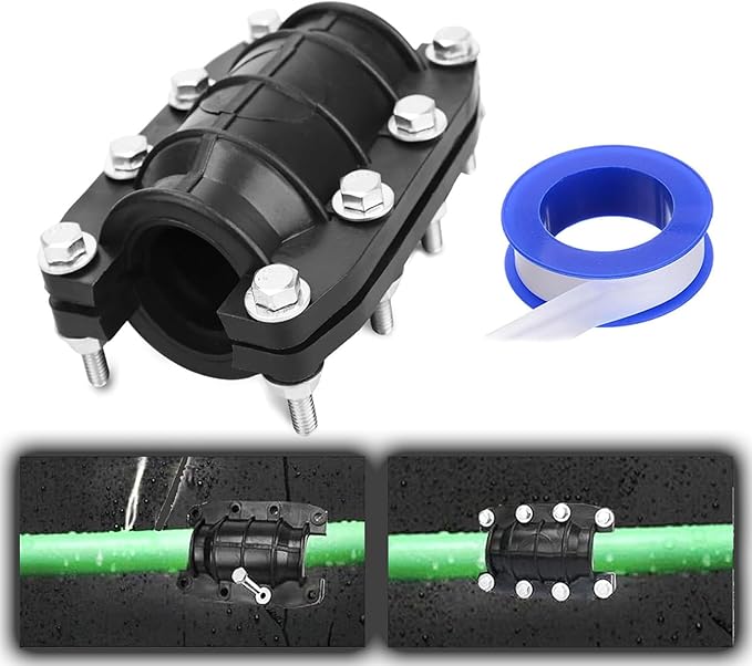 SODOI 1 1/4 inch Water Pipe Repair Clamp,stopped the leak，anti-impact, anti-cracking，Emergency for Plastic PE PVC Metal Steel Iron Pipes (31mm-33mm)