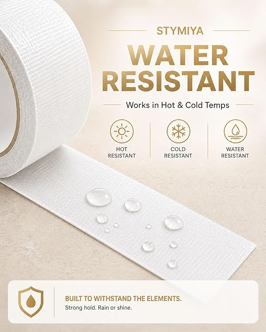White Duct Tape Heavy Duty: Wide Waterproof Outdoor Duck Furniture Repair Tape Bulk - Strong Adhesive Weather UV Resistant No-Residue Masking Tapes Patterns Variety Pack (3, White)