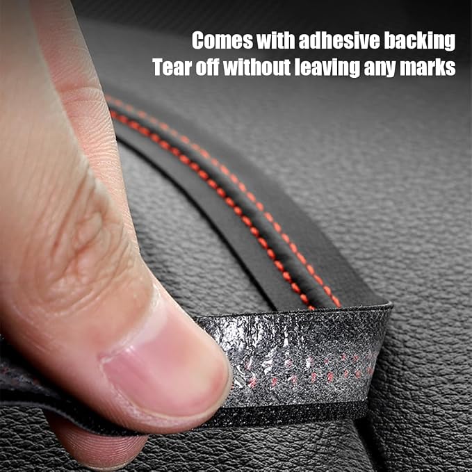Car Interior Trim Strips, 19.68Ft Flexible Leather Vehicle Gap Fillers Decoration Molding Line, DIY Auto Central Control Door Garnish Accessories, Universal for SUV, Sedan, Truck (Black/Red)
