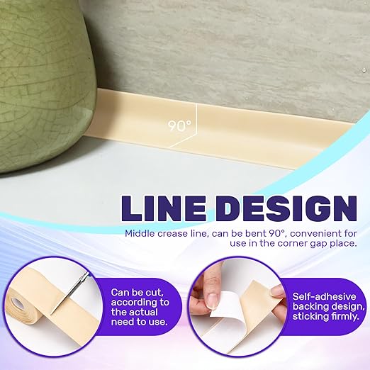 LELE LIFE 2 Rolls Caulk Tape Waterproof Self Adhesive, Toilet Caulk Strip Sealant Tape Sealing Strip for Bathroom, Kitchen, Shower, Bathtub Caulking Tape, 1.5" x 10.5Ft, Beige