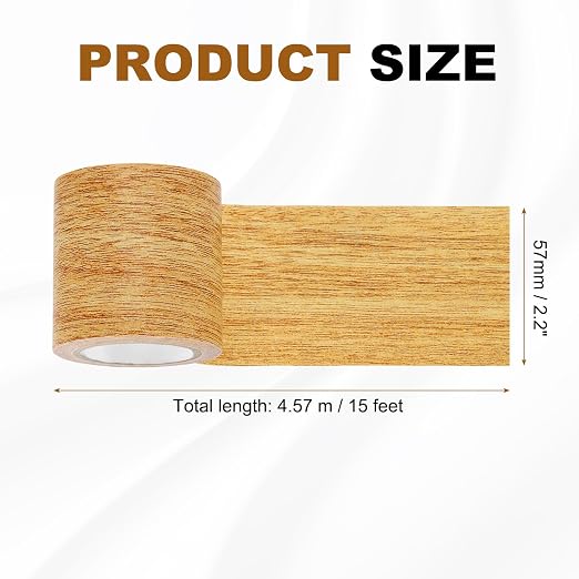 uxcell Wood Grain Repair Tape, 2.2" x 15ft Self Adhesive Wood Grain Colored Duct Tape Waterproof Repair Patch for Furniture Floor Scratch Fix, Baseboards, DIY Decor, Golden Oak