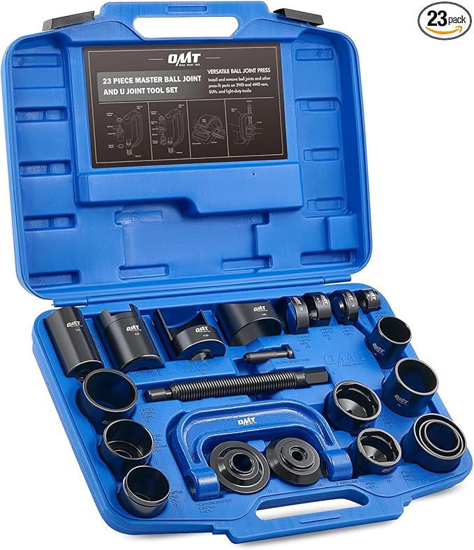 Orion Motor Tech Master Ball Joint Press Kit, 23pc Ball Joint Press & U Joint Removal Kit with Sockets and Universal Adapters, Heavy Duty Ball Joint Tool Set