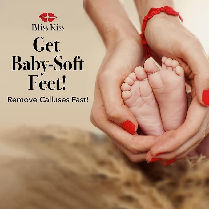 Bliss Kiss Callus Remover for Feet Nano Glass Pumice Stone for Feet, Hard Skin Foot File w/Easy Grip-No Slip Handle, Heel Scraper for Cracked Heels, Pedicure Tools for Feet, Foot Scraper