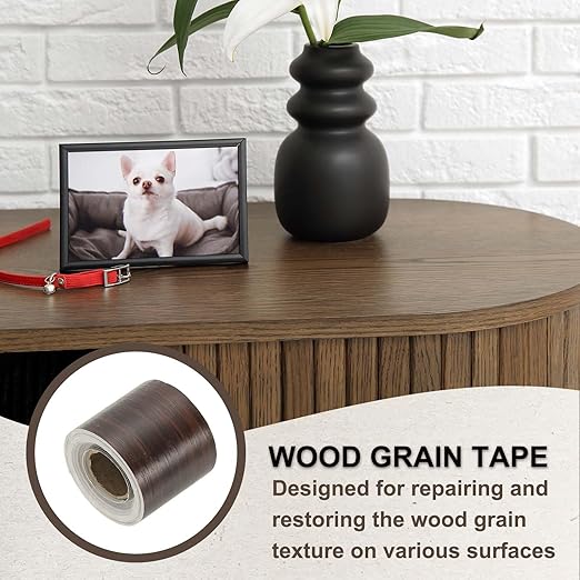 PATIKIL Wood Grain Tape 2" x 32 ft, Self-Adhesive Wood Texture Repair Tape Realistic Wooden Effect Patch for Furniture Cabinets Floor Walls, Black Walnut
