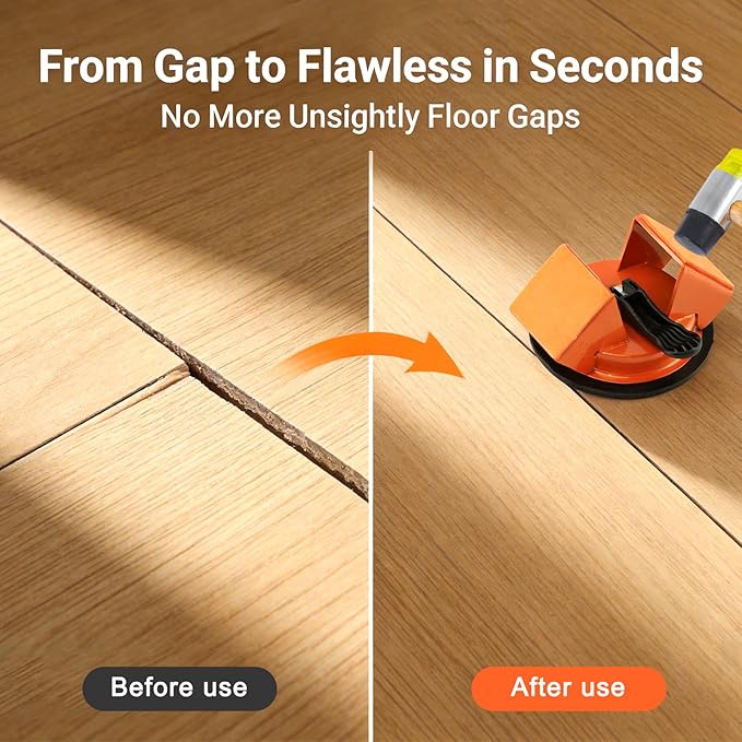 Floor Gap Fixer Tool, Heavy Duty Floor Joint Repair Tool with Enhanced Suction Cup & 10 PCS Sticky Pads for Wood Floor, Laminate, Vinyl Plank, Hardwood