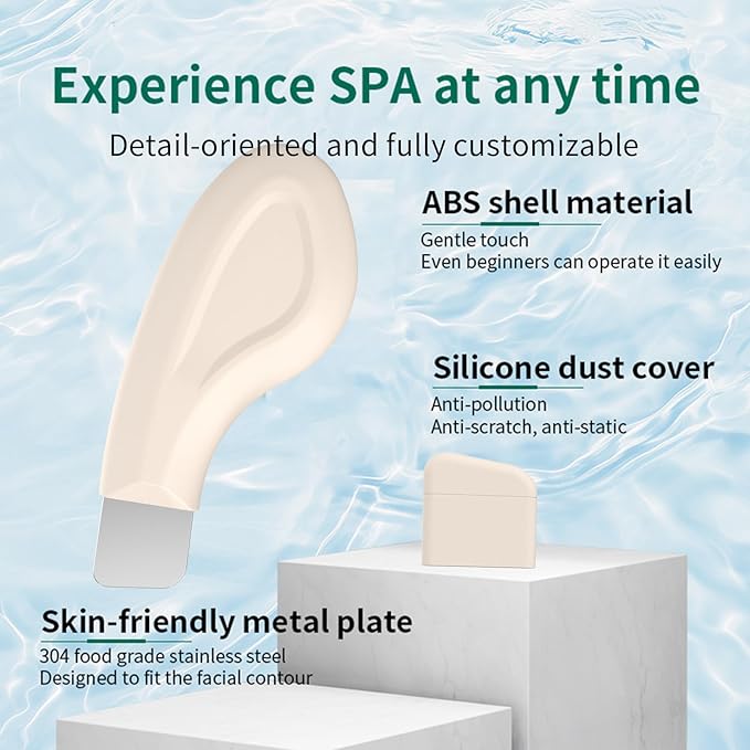 Blackhead Remover Tool, Stainless Steel Face Scraper, Manual Skin Scrubber Face Spatula with Silicone Cover for Nose, Chin and T-Zone, Skin Care Tool for Men and Women(Beige