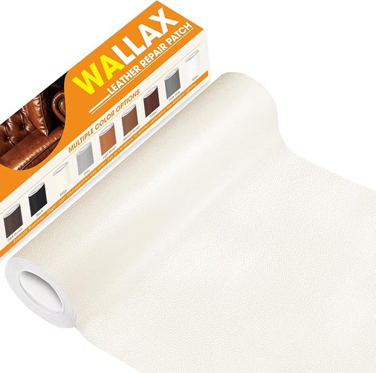WALLAX Leather Repair Patch, 16 x 79 Inches Self Adhesive Leather Repair Tape for Furniture, Couch, Sofa, Car Seats, Office Chair, Car Interior, Upholstery, Vinyl Repair Kit (Beige)