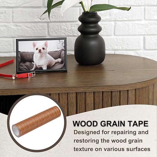PATIKIL Wood Grain Tape 7.9" x 15 Ft, Self-Adhesive Wood Texture Repair Tape Realistic Wood Effect Contact Paper Patch for Furniture Cabinets Floor Walls Home Decoration, Orange Oak