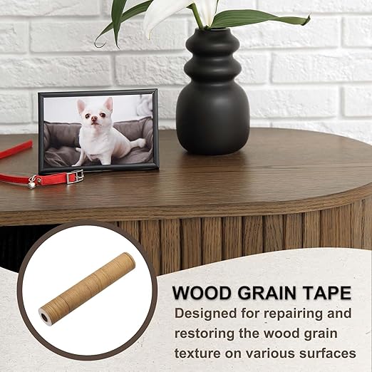 PATIKIL Wood Grain Tape 12" x 32 ft, Self-Adhesive Wood Texture Repair Tape Realistic Wooden Effect Patch for Furniture Cabinets Floor Walls, Yellow Teak