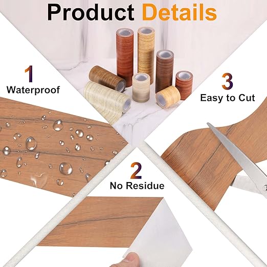PATIKIL Wood Grain Tape 4.7" x 32 ft, Self-Adhesive Wood Texture Repair Tape Realistic Wooden Effect Patch for Furniture Cabinets Floor Walls, Grain