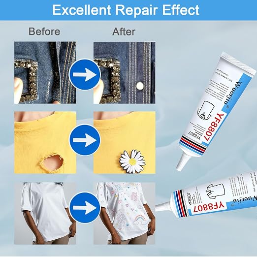 Fabric Glue Permanent, Washable Clear Clothing Glue, Super Fabric Glue for Rhinestones, Patches, Clothes, Denim, Leather, Polyester, Fabrics, Doll Repair, Flannel, Cotton, 2oz