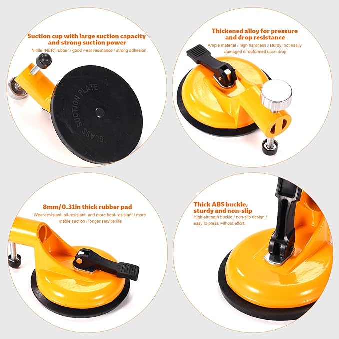 Granite Marble Countertop Seam Leveling Tool, Adjustable Vacuum Suction Cups Professional Gap Adjustment Kit for Stone Slab Installation & Repair (Yellow)