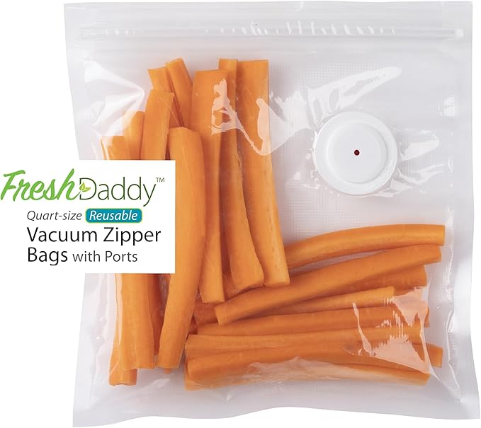 Presto 09513 FreshDaddy Vacuum Zipper Bags with Ports, Quart-Size