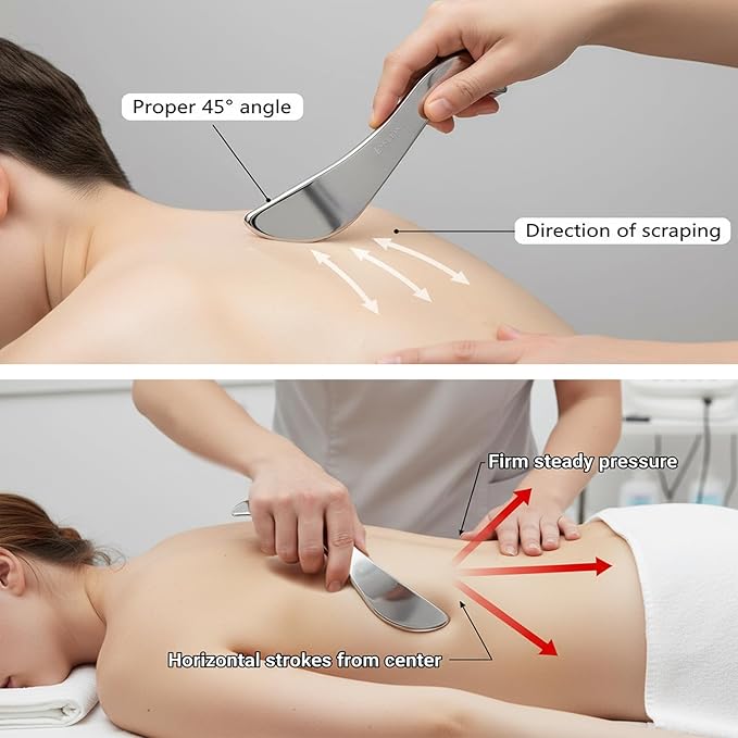BYYDDIY 304 Stainless Steel Gua Sha Muscle Scraper Tool,Scar Tissue Tool,Physical Therapy Tools,Muscle Scraping Tool,Guasha Massage Scraper,IASTM Tools,Skin Scraping Tool,Soft Tissue Massage Tool