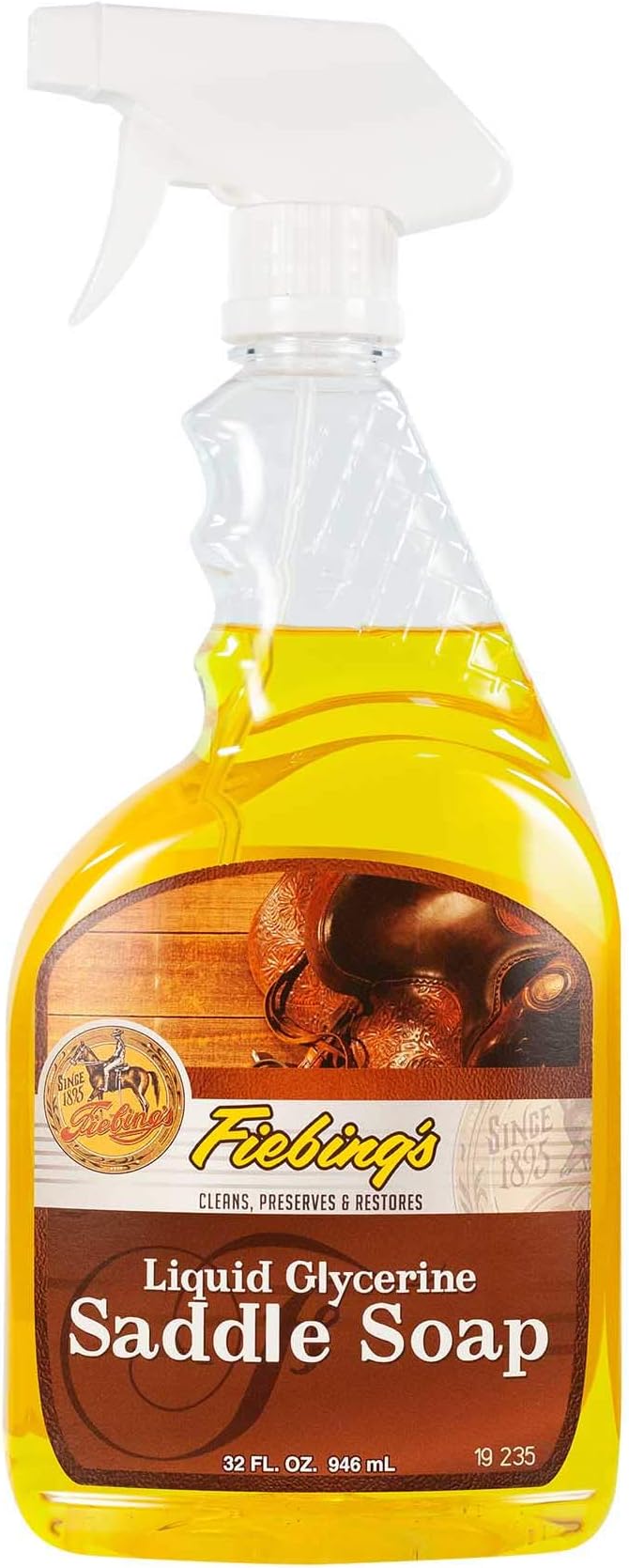 Fiebing's Liquid Glycerine Saddle Soap for Leather (32 oz) - Smooth Leather Cleaner & Conditioner to Soften, Protect & Restore Leathercraft - for Car Seat, Couch, Shoe, Purse, Boot, Bag, & Saddles
