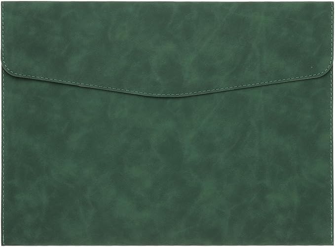 PATIKIL PU Leather A4 File Folder, Document Holder Filing Organizer Portfolio Envelope Folder Case with Snap Closure for Letter Receipt, Green