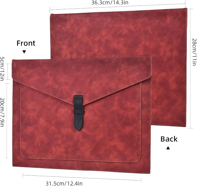 Black PU Leather File Folder, Snap Closure File Organizer, Important Document Folder with Pockets, Document Organizer, Laptop Sleeve Notebook Case, A4 Envelopes Filing Folder
