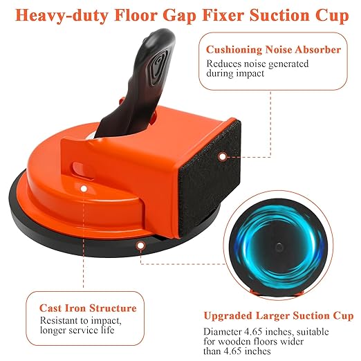 Floor Gap Fixer Tool with 10 Reusable Sticky Pads, Enhanced Suction Cup Laminate/Vinyl Flooring Tool for Fix Gaps, Professional Heavy Duty Floor Gap Repair Kit for Vinyl Plank Hardwood Floor