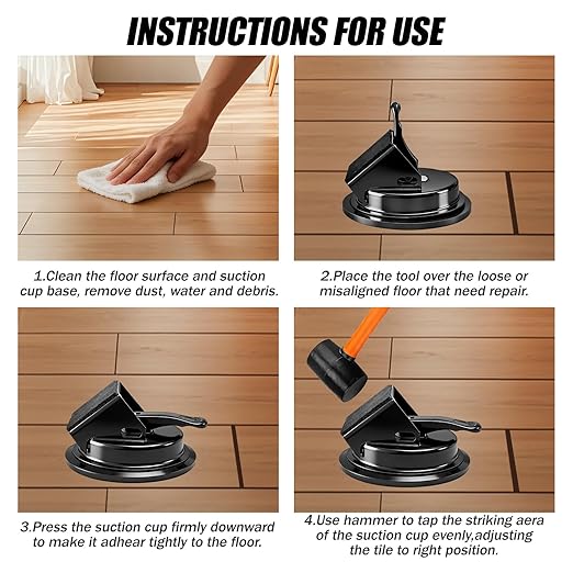 Heavy Duty Gap Fixer Tool for Laminate Flooring - Laminate Floor Gap Repair Tool with Heavy-Duty Floor Suction Cup and Rubber Hammer,for Laminate and Vinyl Flooring
