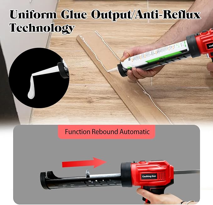 Cordless Caulking Gun for Milwaukee 18V Max Battery, 10 Oz/300ml Electric Silicone Gun,with LED Light,4 Adjustable Speed for Filling, Sealing, Repair(NO BATTERY)