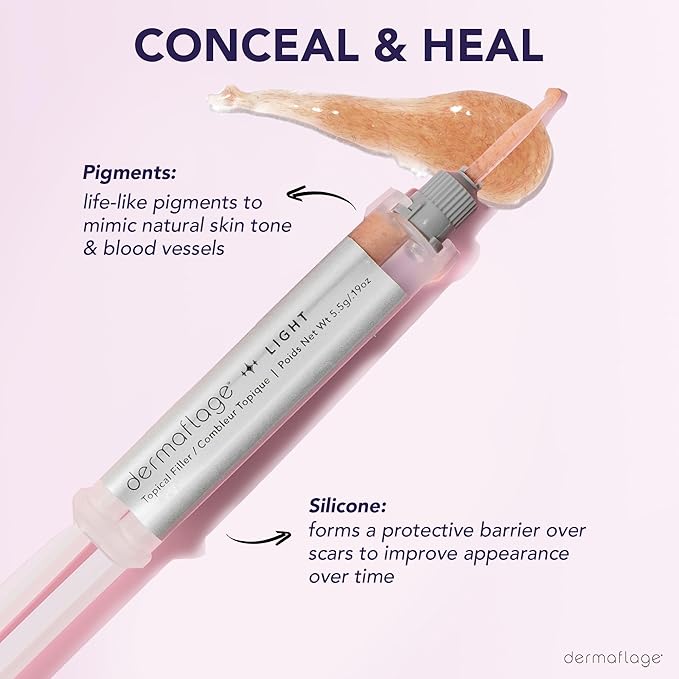 Dermaflage Scar Filler Kit - Light - Deep Scar Cover and Waterproof Concealer for Acne Scars Wrinkles, and Ice Pick Scars Makeup, 1 mo supply