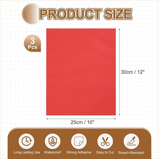MECCANIXITY 5 Pcs Leather Repair Patch 10"x12" Self-Adhesive Leather Vinyl Repair Tape Kit for Furniture Couches Sofa Chair Car Boat Seats Jackets, Red