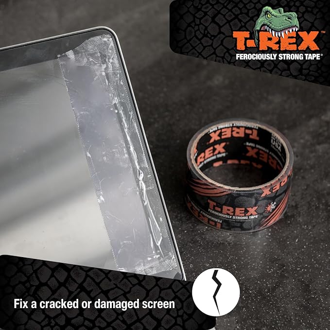 T-REX Ferociously Strong Repair Tape, Sticks to Wet Surfaces, All Weather and UV Resistant, 1.88" x 9 Yards, Clear, 1-Roll (241535)