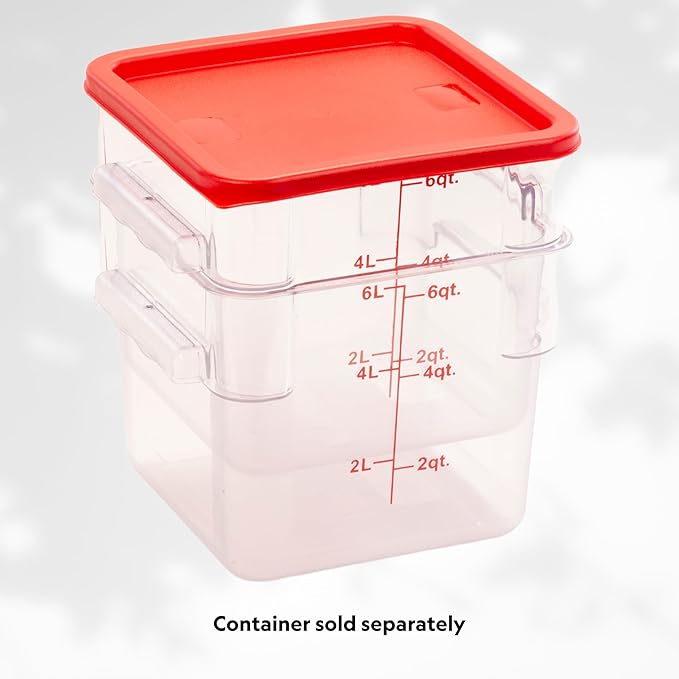 FSE FCC68 Reusable Cover for 6 & 8 Quart Container, Square, Red, NSF