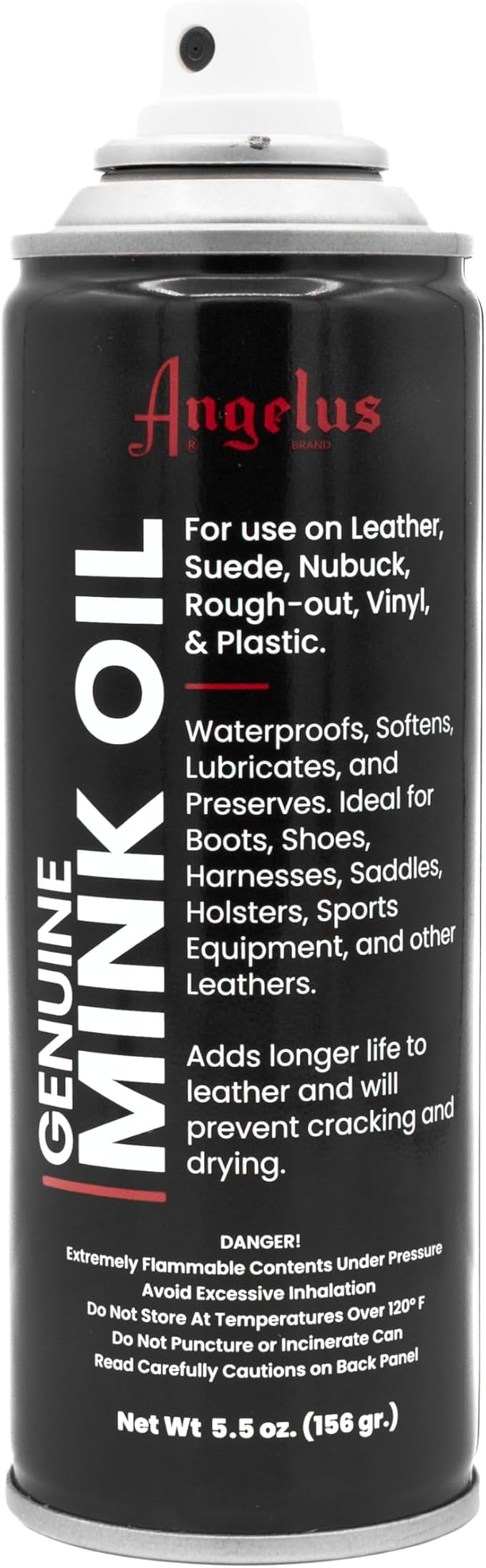 Angelus Genuine Professional Mink Oil Conditioner Spray, 5.5 oz - Premium Leather Conditioner, Waterproofs, Softens, Extends Life of Leather Shoes, Boots, Gloves, Saddles - for Suede, Nubuck, Vinyl