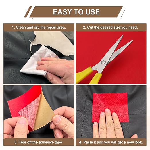 PATIKIL Leather Repair Patch, 2 Pack 10 x 24 Inch Self-Adhesive Vinyl Patch Furniture Tape Repair Kit for Sofas Couches Stools Chairs Cabinets Bags, Burgundy