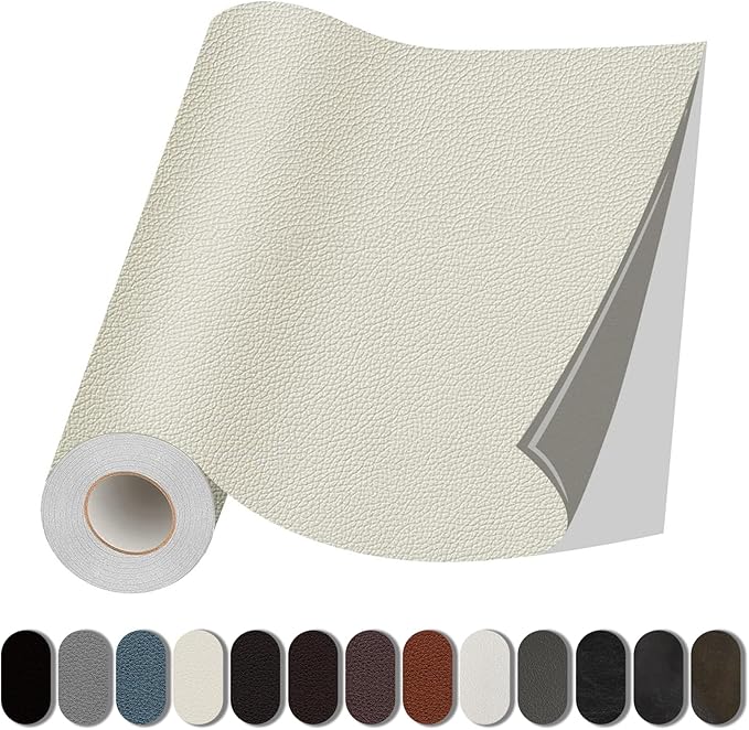 Lifeshoon Leather Repair Patch, 17X79 Inch Self Adhesive Leather Repair, Large Vinyl Patch Tape for Couches, Furniture, Car Seats, Cabinets, Wall, Handbags （Beige, 17X79 Inch）