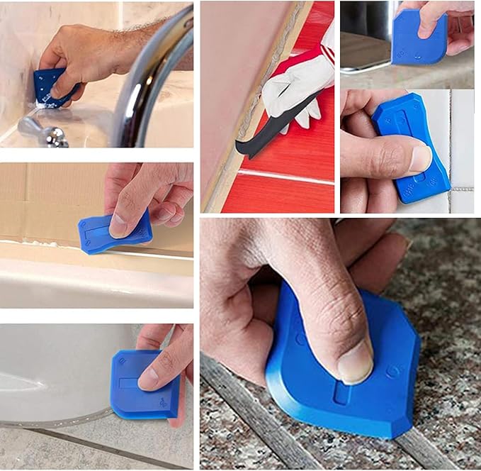 13 Pieces Caulk Tool Kit Sealant Silicone Finishing Tools Caulking Tools for Kitchen Bathroom Floor Sink Joint Sealant Sealing,Reuse and Replace (Blue) US221
