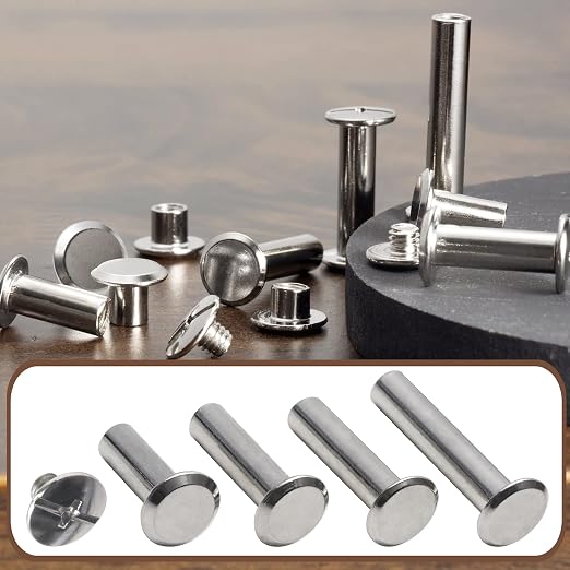 YORANYO 70Sets Chicago Screws Leather Rivets Assorted Screw Rivets Chicago Binding Screws for Decorate and Repair Leather Craft Belt Bag Shoes Purse Bookbinding (Silver, M5*15,18,20,25)