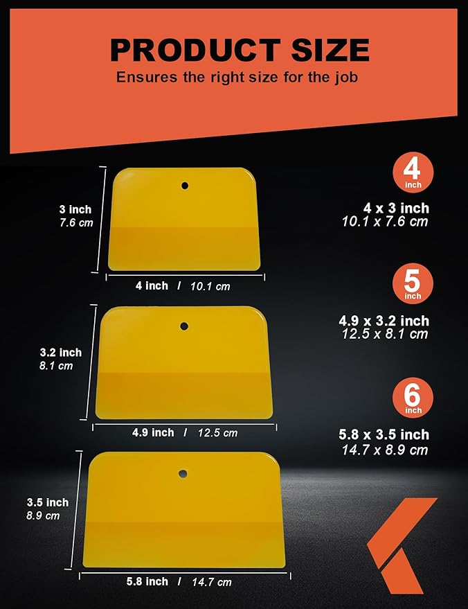 KREFINISH Body Filler Spreaders (4, 5, 6in 15Pieces) - Yellow Reusable Plastic Spreader Auto Body Spreader for Automotive Fillers, Putties, Glazes, Caulks and Paint