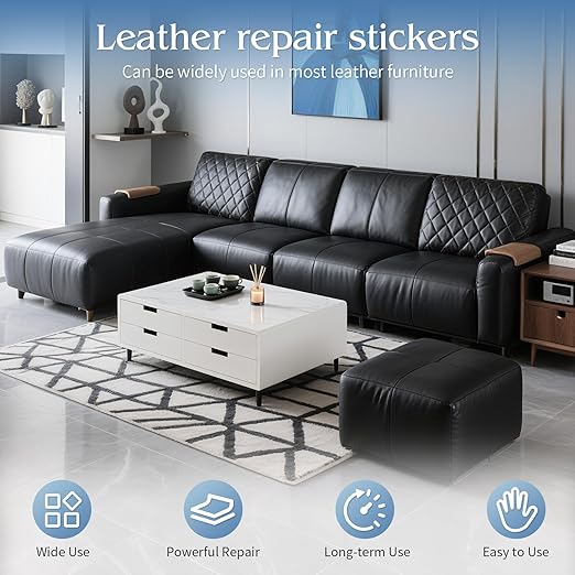 BSZHTECH Leather Repair Tape Self-Adhesive Leather Repair Patch for Couch Furniture Sofas Car Seats Advanced PU Vinyl Leather Repair Kit(Black, 23.6 X 79 inch)