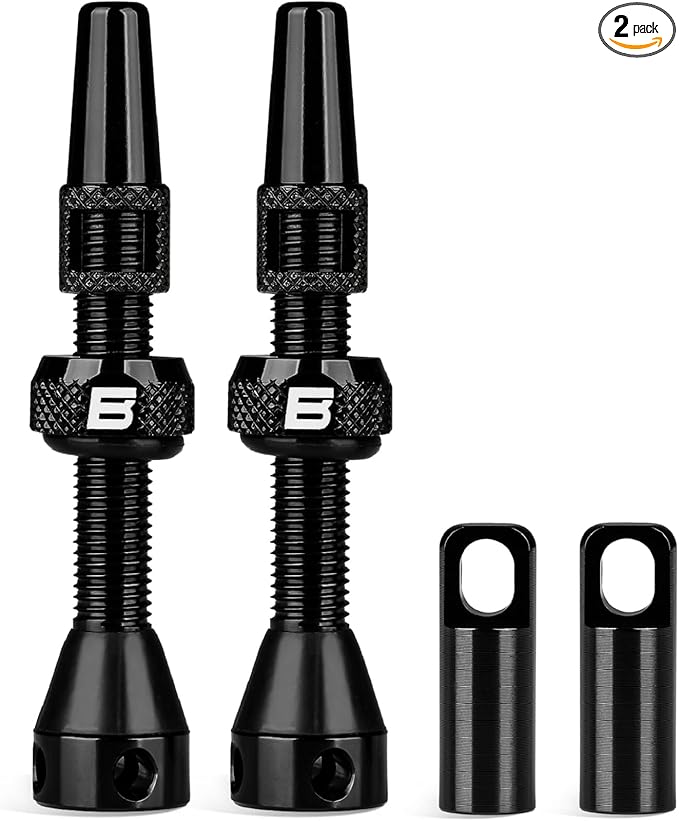 BWSHLF Tubeless Presta Valve Stem 40/44/55/60/65/80/100 mm, Super Light Alloy Presta Valve Stem Kit with Valve Core Remover Tool and Valve Stem Caps - Multiple Color and Size Options(Pair)