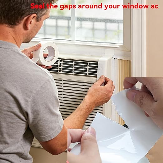 Birllaid White Window Sealing Tape, Window AC Tape, 3 Inch x 65 FT Waterproof Blocker for Cold Heat Air, Windproof, No Residue Strong adheisve