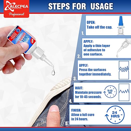 ALECPEA 2Pack 30g Shoe Glue - Ultimate Strength Adhesive for for Soles Boots Sneakers Heels Hiking Shoes Leather Handbags - Quick Set in 15 Seconds