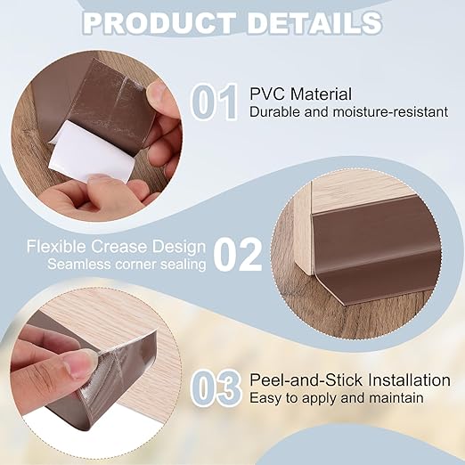PATIKIL 2" x 10.5 ft Caulk Tape, Caulk Strips PVC Self Adhesive Caulking Tape Waterproof Edge Protectors for Bathroom Accessories Kitchen Countertop, Brown