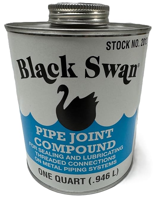 Black Swan Pipe Joint Compound -Soft-Set Pipe Thread Sealant – Non-Hardening - Reliable Leak Prevention - Drip-Resistant – 1 Quart with Brush Cap