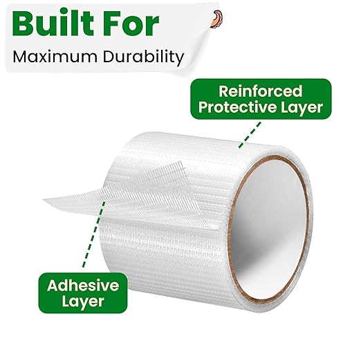 Awning Covers & Tarp Repair Tape - Waterproof Self Adhesive Patch Repair Kit | Patch Tapes for Awnings, Outdoor Canopies, Patio Window Awnings, Gazebos, Tents, RV, Canvas, Boat Covers (Clear Mesh, 5")