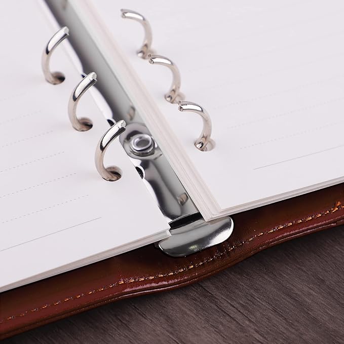 Antner A6 Binder 6 Ring Refillable Notebook Budget Planner for A6 Filler Paper, PU Leather Loose Leaf Personal Planner Wallet Money Organizer Cash Stuffing Binder with Magnetic Buckle Closure, Brown