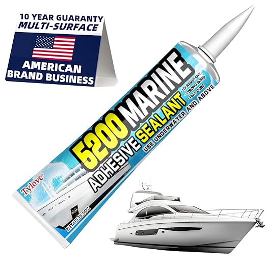 5200 Marine Sealant Adhesive Fast Cure - Permanent, Watertight Bonding and Sealing - UV Resistant, Above & Below Waterline- for Boats, Hulls, Decks & RVs,Pond Sealant 3oz (2Pack White)